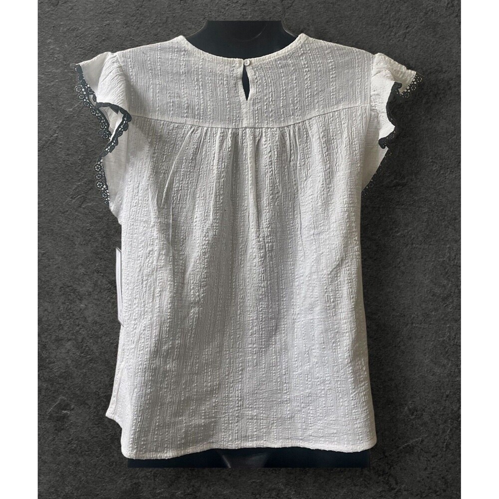 NWT Goodnight Macaroon Womens Round Neck Butterfly Sleeve Embroidered Blouse Sm - Picture 3 of 9
